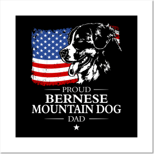 Proud Bernese Mountain Dog Dad American Flag patriotic dog Posters and Art